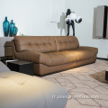 Modern ev oturma odası mobilyaları deri kanepeler